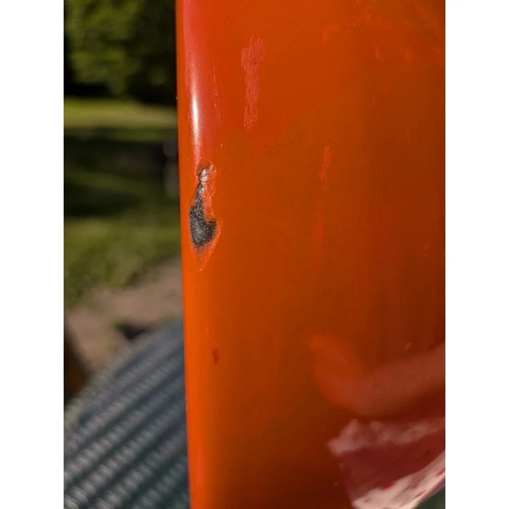 OXO Good Grips Uplift Rare Orange Enamel Steel Whistling Stovetop Tea Kettle Vtg
